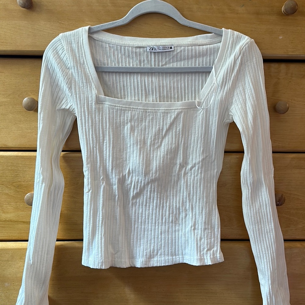 ZARA Square Neck Long Sleeve Top